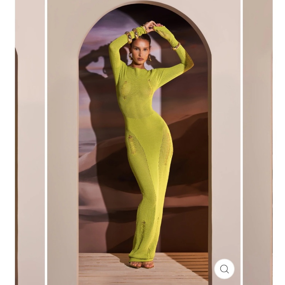 MURCI Knitted Dress in Chartreuse / Size S